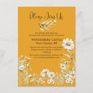 Saffron Yellow, Daisy Floral Wedding QR Code Begleitkarte