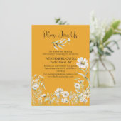 Saffron Yellow, Daisy Floral Wedding QR Code Begleitkarte (Stehend Vorderseite)