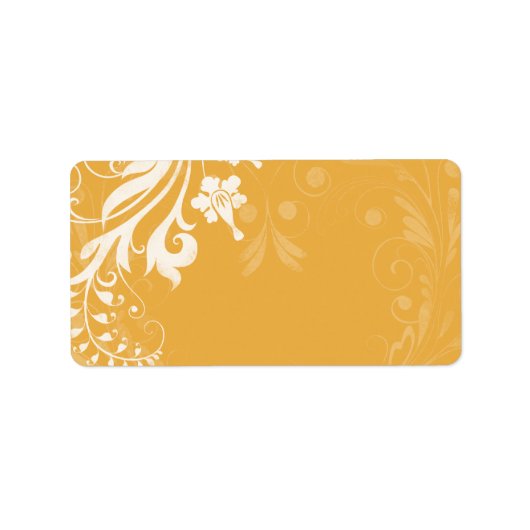 Saffron Yellow Floral Wedding Blank Address Label Adressaufkleber (Vorne)