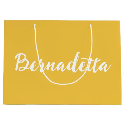 Saffron Yellow Handwriting Elegant Stilvoller Name Große Geschenktüte (Vorderseite)