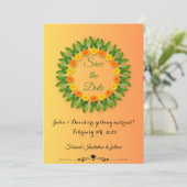 Safran Gelb mit Marigold Save the Date Karte (Stehend Vorderseite)