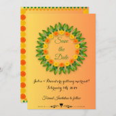 Safran Gelb mit Marigold Save the Date Karte (Vorne/Hinten)