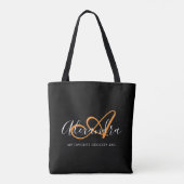 Safran Orange Skript Monogramm Halloween Tasche (Rückseite)