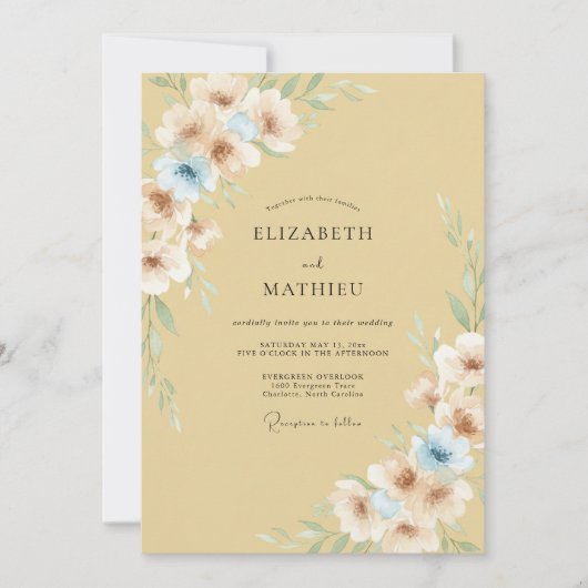 Safran-Petal-Hochzeit Einladung (Vorderseite)