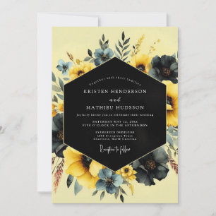 Safran-Schiefer Moody Flora Hochzeit Einladung