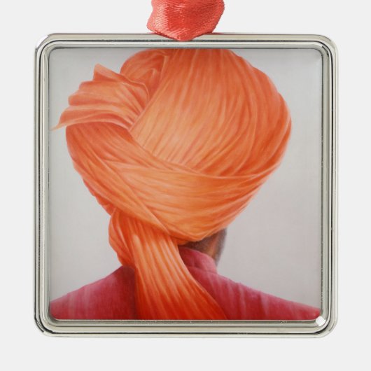 Safran-Turban Silbernes Ornament (Vorne)