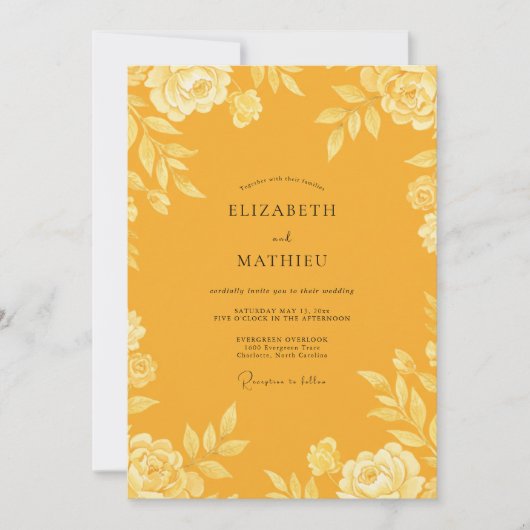 Safranblättrige Hochzeit Einladung (Vorderseite)