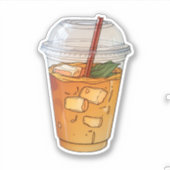 Saft mit Eis in einer Plastiktasse Aufkleber (Vorderseite)