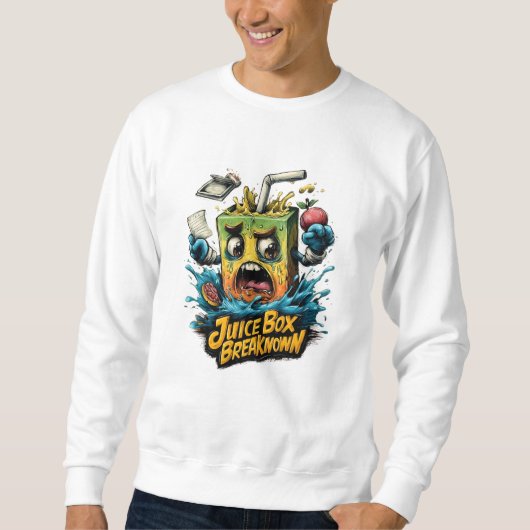 Saftboxen-Zusammenbruch – Lustige Cartoon-Saftboxe Sweatshirt (Vorderseite)