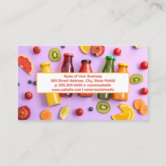 Saftflaschen | Hintergrund Obst Visitenkarte (Rückseite)