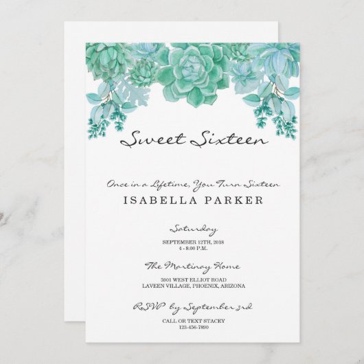 Saftige 16. Geburtstag-Party Einladung (Vorne/Hinten)