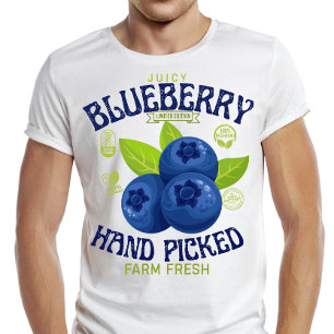 Saftige Blaubeeren Frische Garantie Fruchtlabel  T-Shirt