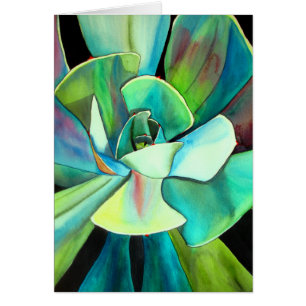 Saftige blaue und grüne Wüsten-Wasserfarbekunst