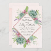 Saftige Duschen-Einladung, Kaktus Einladung (Vorne/Hinten)