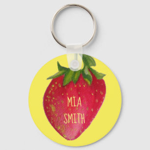 Saftige Erdbeeren Frucht süße Mädchen Geschenk Nam Schlüsselanhänger