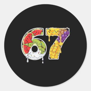 Saftige Frucht Nummer 67 Splash Fun Style Runder Aufkleber