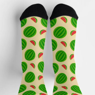 Saftige ganze und geschnittene Wassermelonen Socken