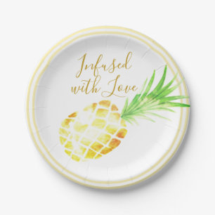 Saftige goldene Ananas Pappteller