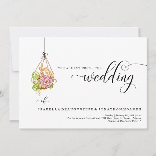 Saftige hängende Terrarium-Hochzeits-Einladung Einladung (Vorderseite)