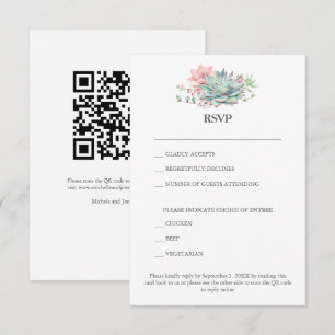 Saftige Hybrid-Hochzeits-RSVP-Karte mit QR-Code Einladung