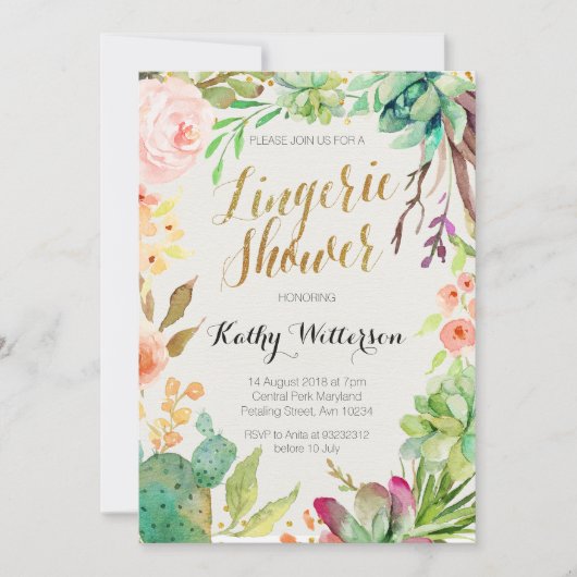 Saftige Kaktus Wäsche-Duscheneinladung Einladung (Vorderseite)