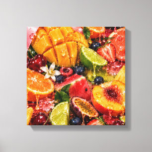Saftige Obstleinwandkunst Maximalist Farbig Leinwanddruck