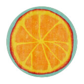 Saftige orange Scheibe-rundes Glasschneiden-Brett Schneidebrett (Vorderseite)