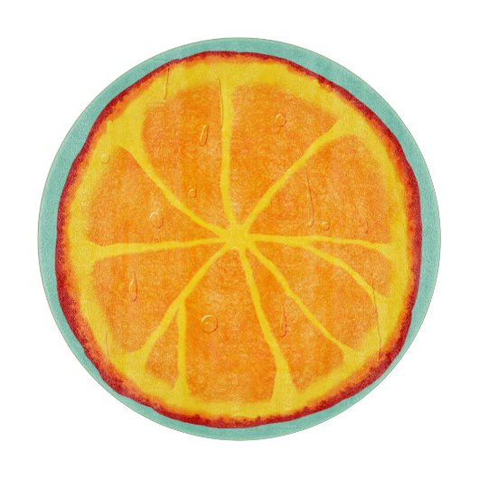 Saftige orange Scheibe-rundes Glasschneiden-Brett Schneidebrett (Vorderseite)