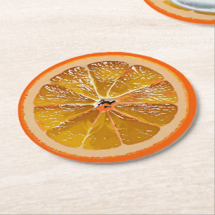 Saftige Orangenscheibe - Spaß Runder Pappuntersetzer