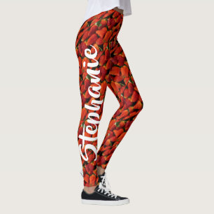 Saftige rote reife Erdbeeren, personalisierter Leggings