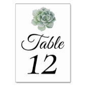 Saftige, salbeigrüne, rustikale florale Hochzeit Tischnummer (Rückseite)