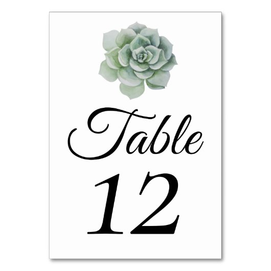 Saftige, salbeigrüne, rustikale florale Hochzeit Tischnummer (Vorderseite)
