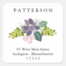 Saftiger Blumengarten-Rücksendeadresse-Aufkleber Quadratischer Aufkleber
