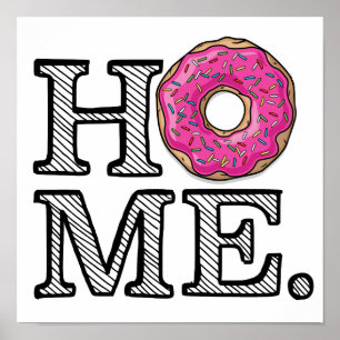 Saftiger köstlicher rosa Krapfen-Haus-Wärmer Poster