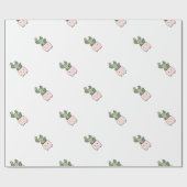 Saftiger lächelnder Kaktus im rosa Flowerpot Geschenkpapier (Flach)