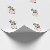 Saftiger lächelnder Kaktus im rosa Flowerpot Geschenkpapier (Ecke)