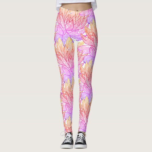 saftiger Pflanzengelb-Rosasonnenuntergang Leggings (Vorderseite)