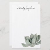 Saftiger PflanzeWatercolor | addieren Ihren Namen Briefpapier (Vorne/Hinten)