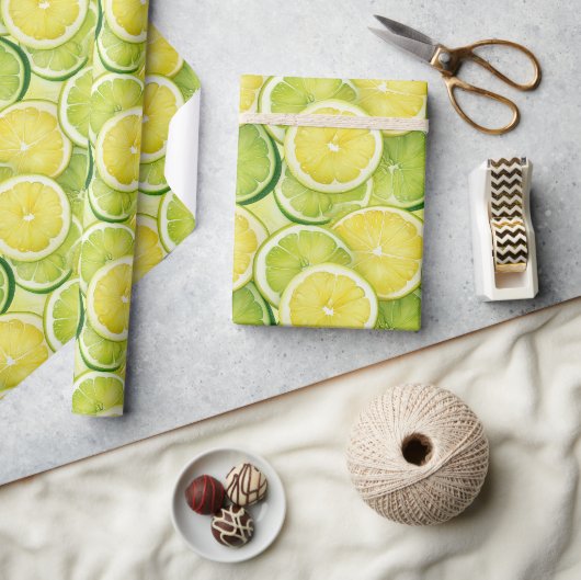 Saftiger Zitronen-Limonen-Glanz-Geschenkpapier Geschenkpapier (Kunsthandwerk)