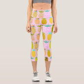 Saftiges Ananas-Muster Capri Leggings (Vorderseite)