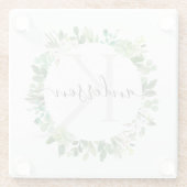 SAFTIGES EUKALYPTUS-LAUB-AQUARELL-MONOGRAMM GLASUNTERSETZER (Rückseite)