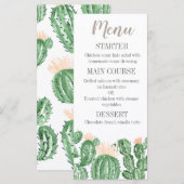 Saftiges Hochzeitsmenü der Kaktusfiestas Menükarte (Vorne/Hinten)