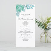Saftiges Hochzeitsprogramm. Minzkaktus-Zeremonie Programm (Stehend Vorderseite)