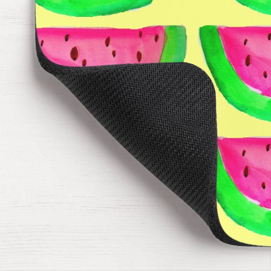 Saftiges rosa Wassermelonefruchtmuster auf Zitrone Mousepad (Ecke)