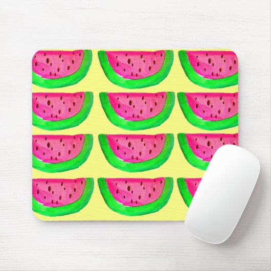 Saftiges rosa Wassermelonefruchtmuster auf Zitrone Mousepad (Mit Mouse)