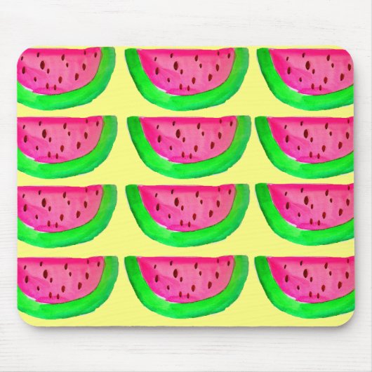 Saftiges rosa Wassermelonefruchtmuster auf Zitrone Mousepad (Vorne)