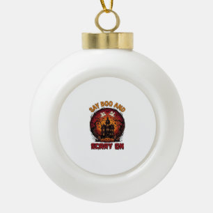 Sag Boo Grusel Spukhaus Geister Kürbisse Hallow Keramik Kugel-Ornament