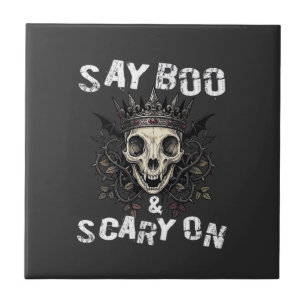 Sag Boo Gruseliger Totenkopf-Kronfledermaus-Flügel Fliese