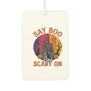 Sag Boo Gruseliges Halloween Spukhaus Schwarze Kat Autolufterfrischer