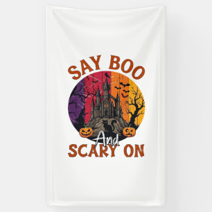 Sag Boo Gruseliges Halloween Spukhaus Schwarze Kat Banner